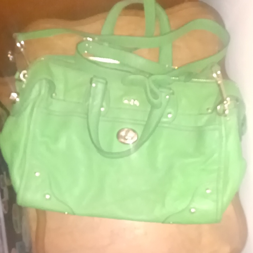 Vibrant Green Handbag with Gold Details